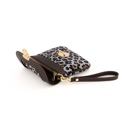 Eos Pony Leather Wallet Leopard Blue