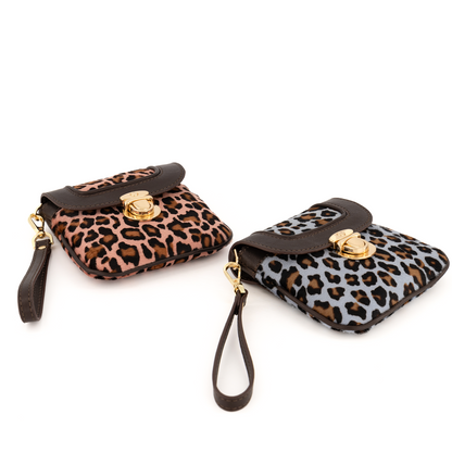 Eos Pony Leather Wallet Leopard Blue