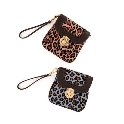 Eos Pony Leather Wallet Leopard Blue