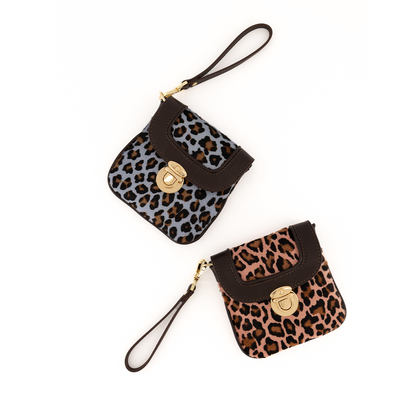 Eos Pony Leather Wallet Leopard Blue