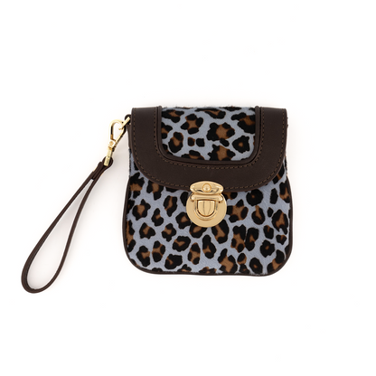 Eos Pony Leather Wallet Leopard Blue