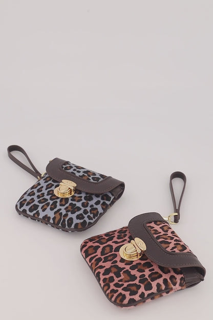 Eos Pony Leather Wallet Leopard Pink