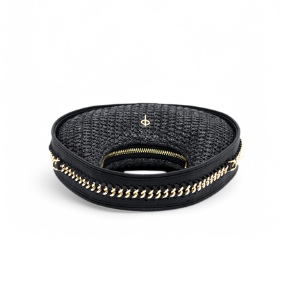 Round Chain Bag Straw Black